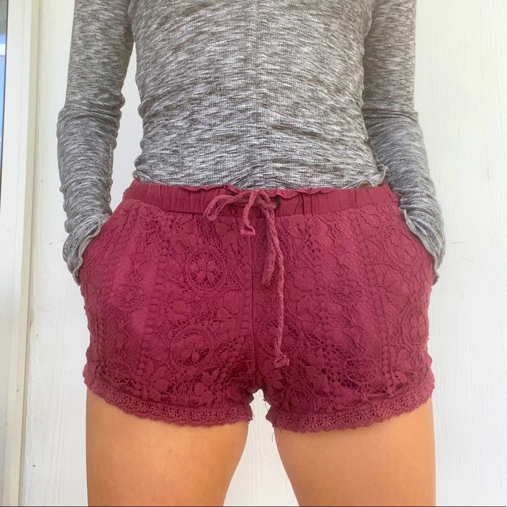 Red floral patterned shorts